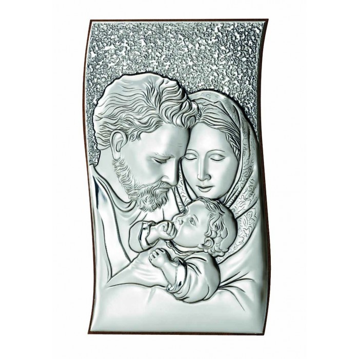 icona sacra famiglia in argento bilaminato