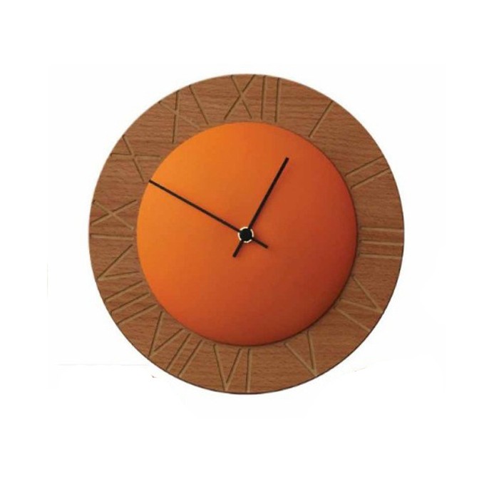 orologio da parete rotondo arancione pirondini ettore