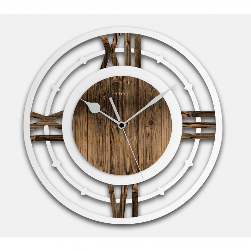 orologio da parete in legno con numeri romani