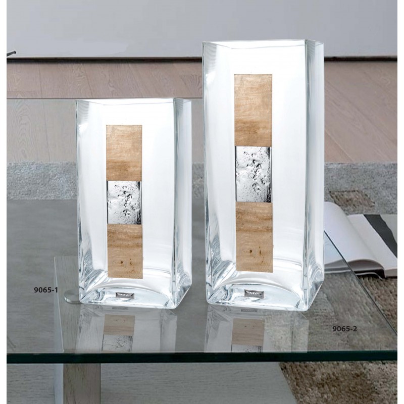vasi d'arredo in vetro cristallo e argento